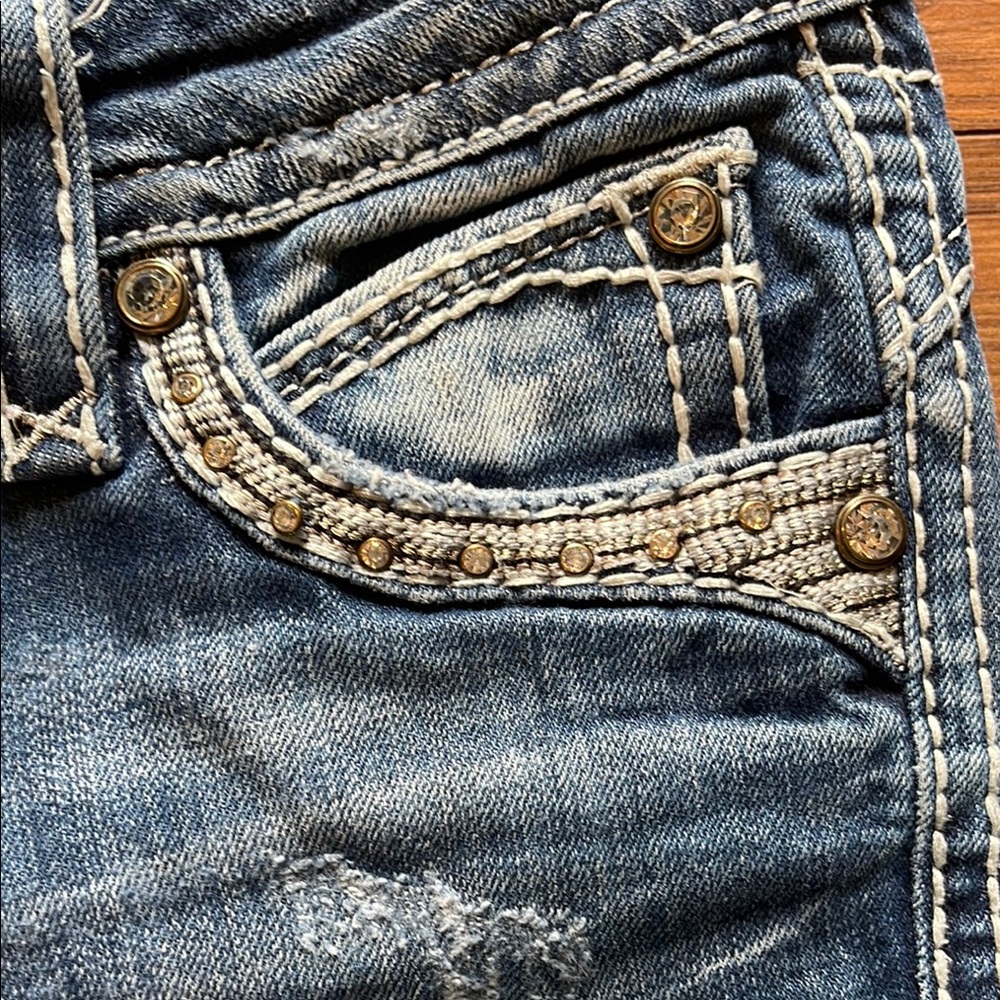 NWOT Embellished Blue Denim Jeans - Picture 3 of 7